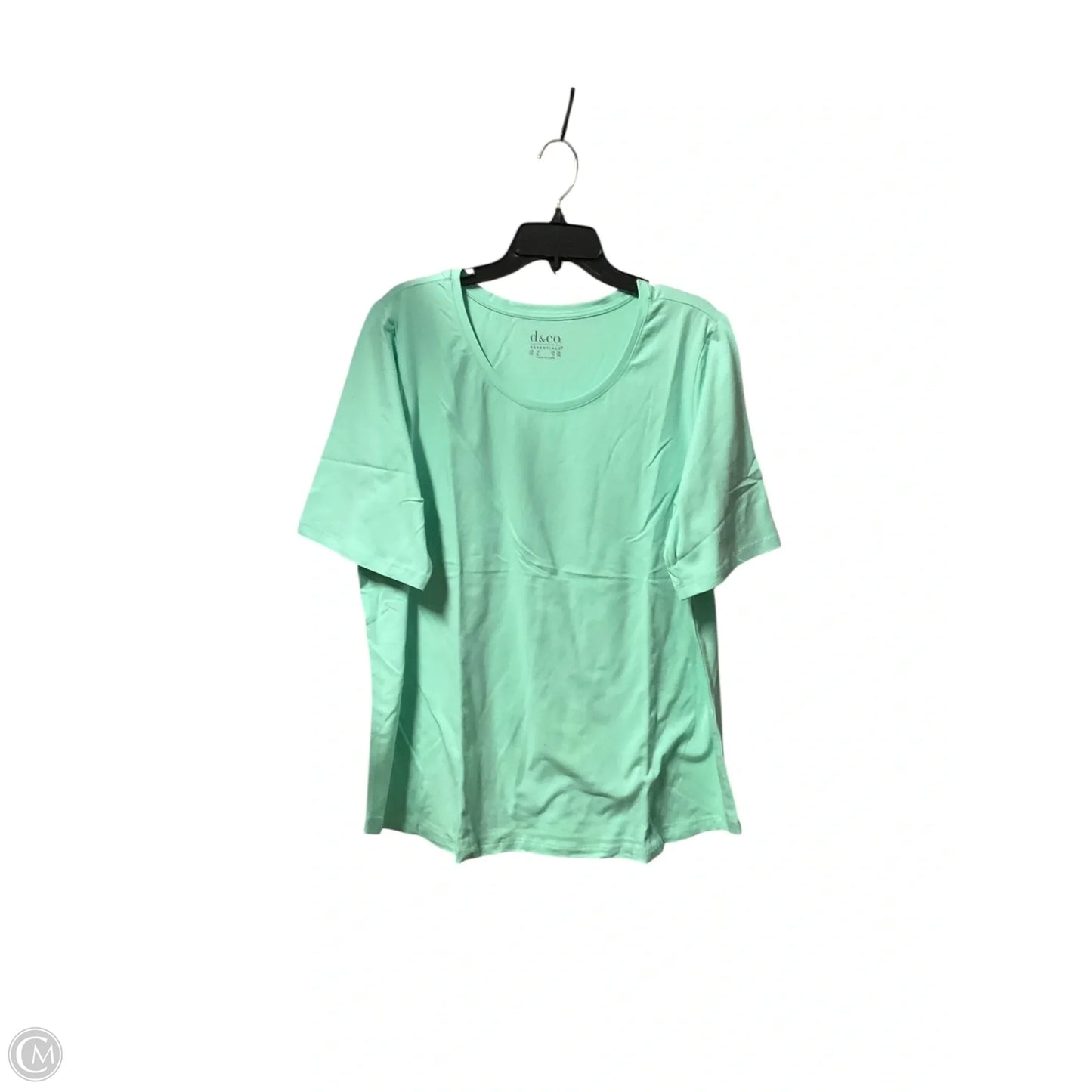 Top Short Sleeve Basic By Denim And Company In Green, Size: 1x
