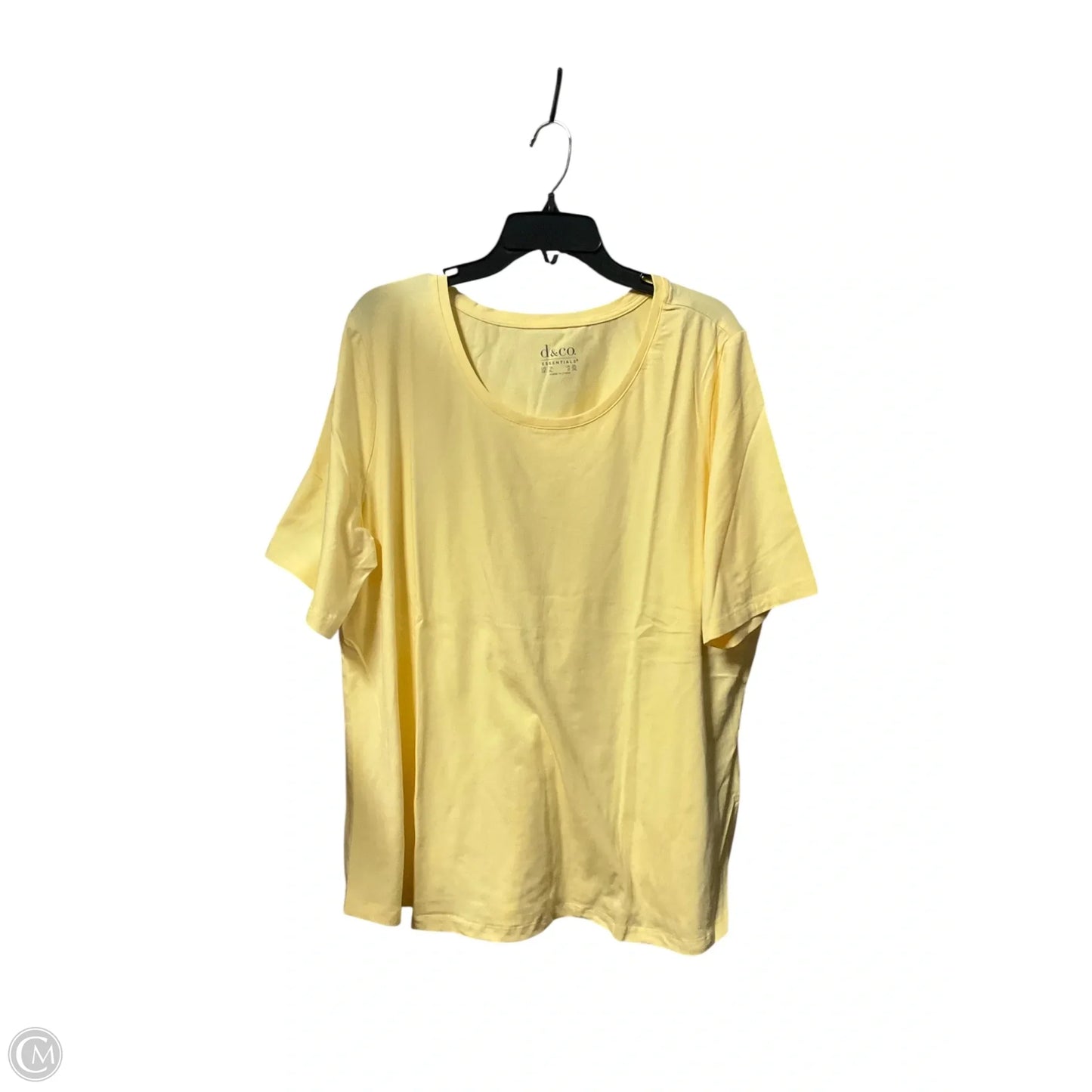 Top Short Sleeve Basic By Denim And Company In Yellow, Size: 1x
