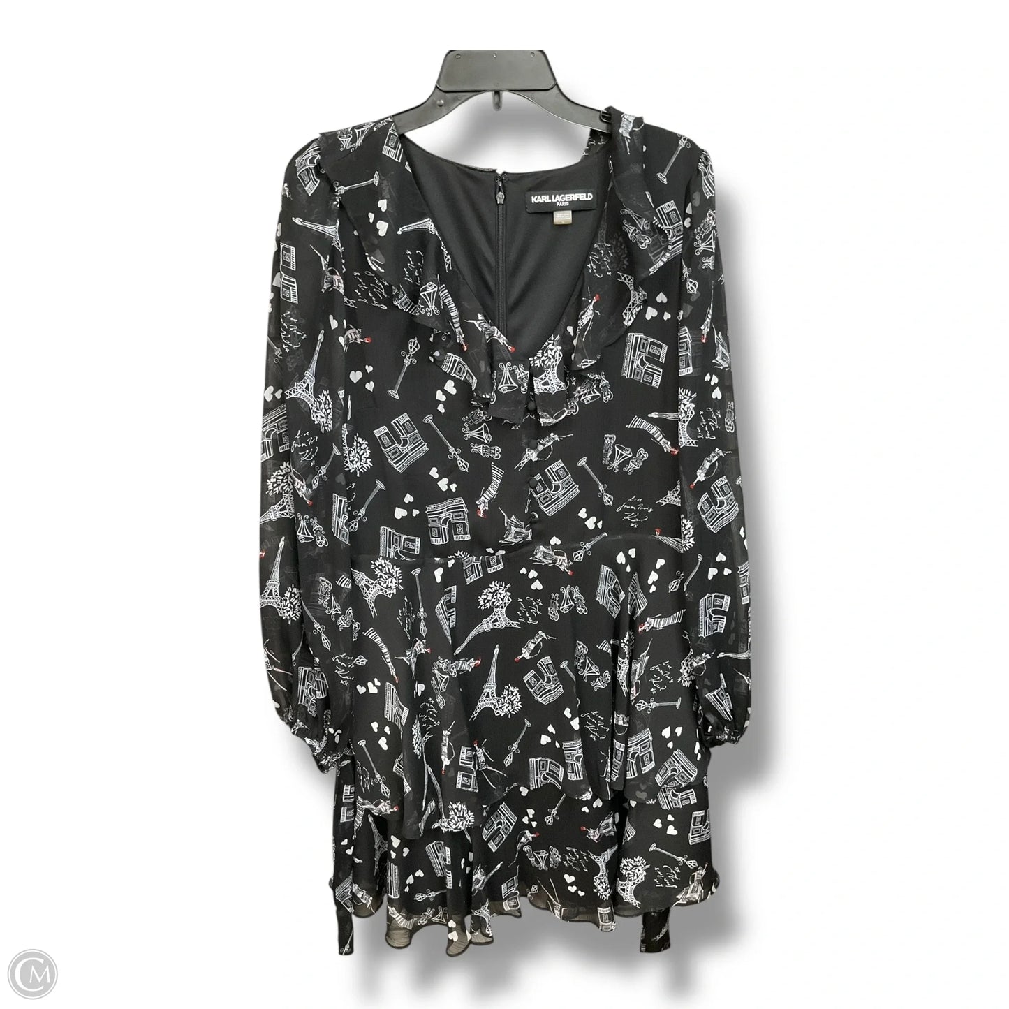 Dress Designer By Karl Lagerfeld In Black & White, Size: L