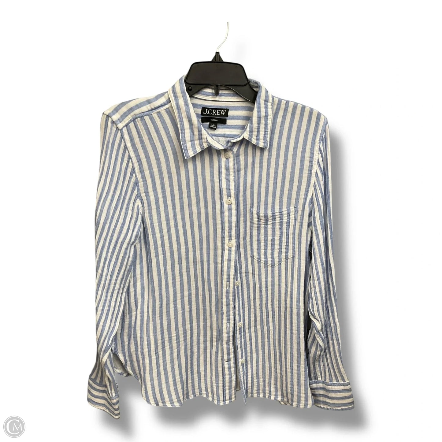Blouse Long Sleeve By J. Crew In Striped Pattern, Size: L