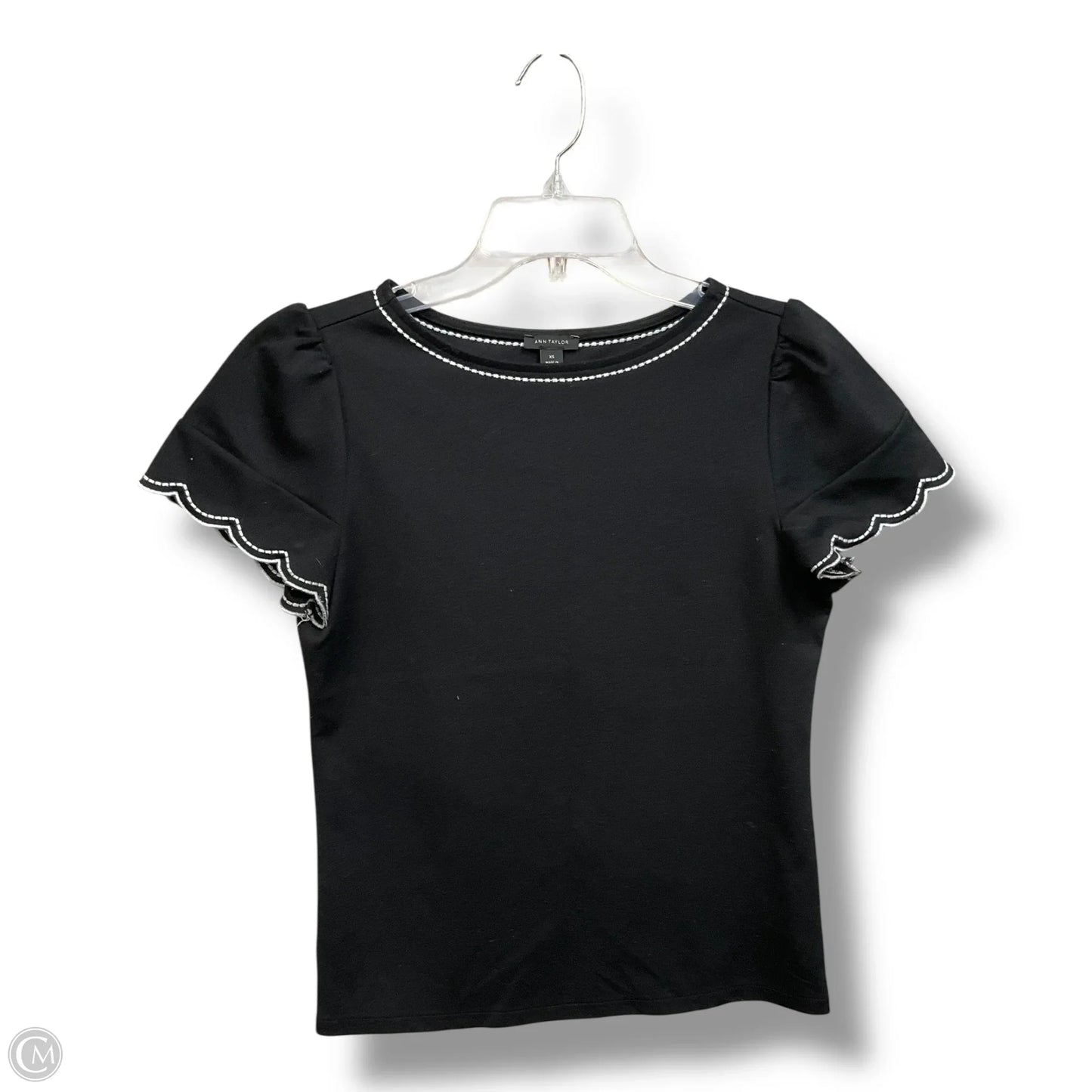 Top Short Sleeve By Ann Taylor In Black, Size: Xs