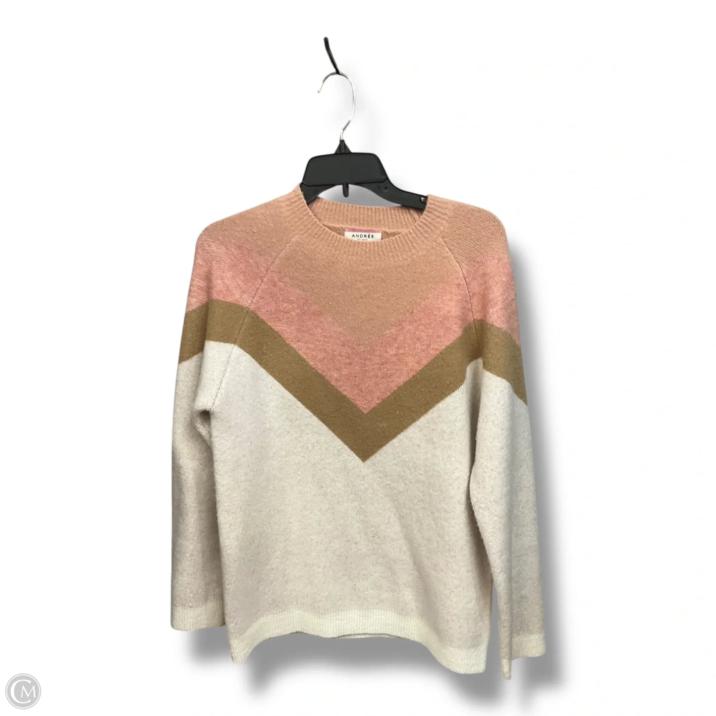 Sweater By Andree By Unit In Cream & Pink, Size: S