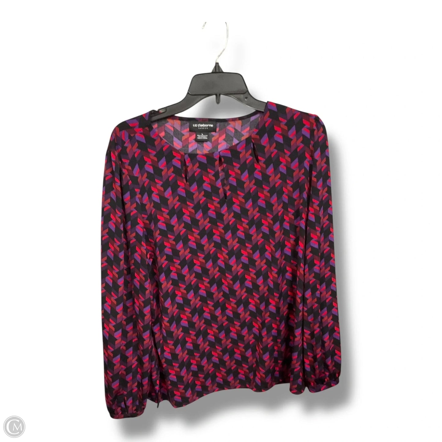 Top Long Sleeve By Liz Claiborne In Geometric Pattern, Size: L