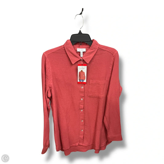 Blouse Long Sleeve By Jessica Simpson In Orange, Size: M