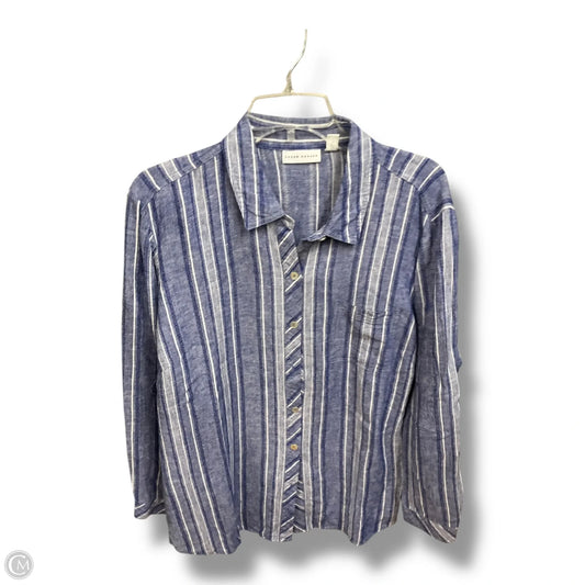 Blouse Long Sleeve By Susan Graver In Striped Pattern, Size: L