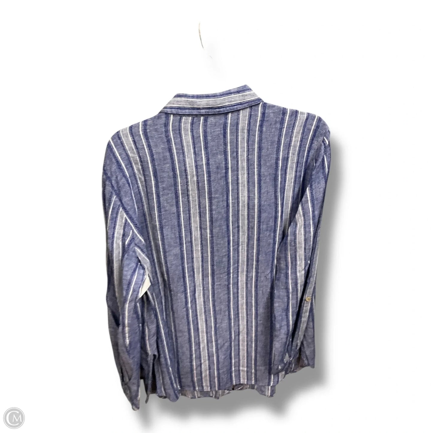 Blouse Long Sleeve By Susan Graver In Striped Pattern, Size: L