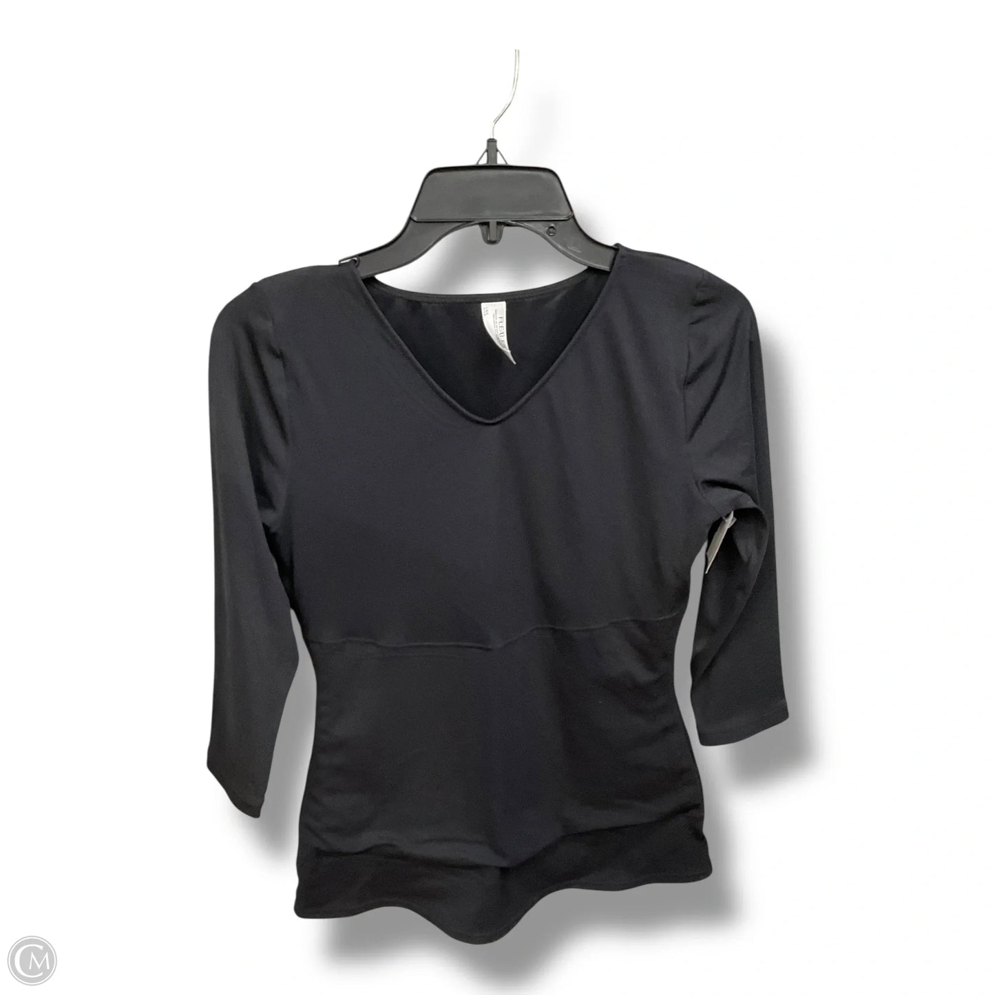 Top 3/4 Sleeve By Flexees In Black, Size: L