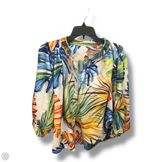 Blouse 3/4 Sleeve By Chicos In Multi-colored, Size: L