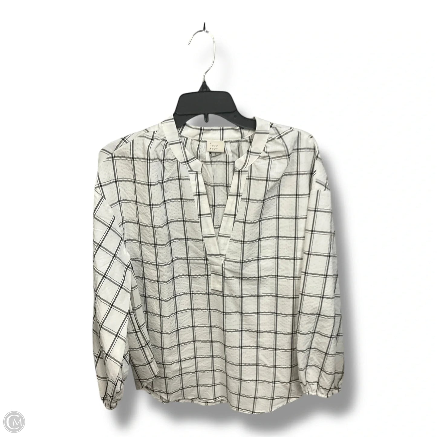 Blouse Long Sleeve By A New Day In Plaid Pattern, Size: L