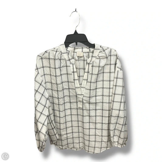 Blouse Long Sleeve By A New Day In Plaid Pattern, Size: L