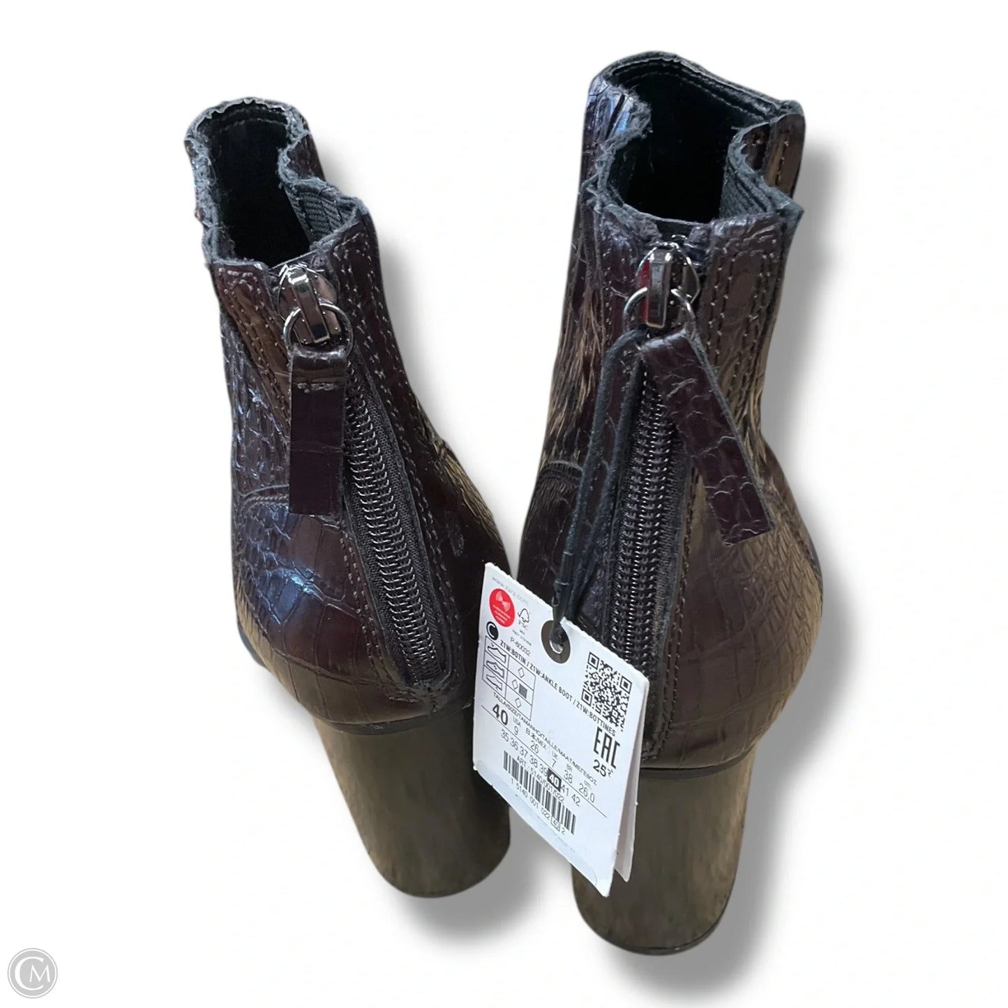 Boots Ankle Heels By Zara In Brown, Size: 9