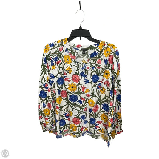 Blouse Long Sleeve By Ann Taylor In Floral Print, Size: L