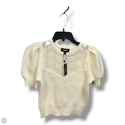 Sweater Short Sleeve By Express In Ivory, Size: Xs