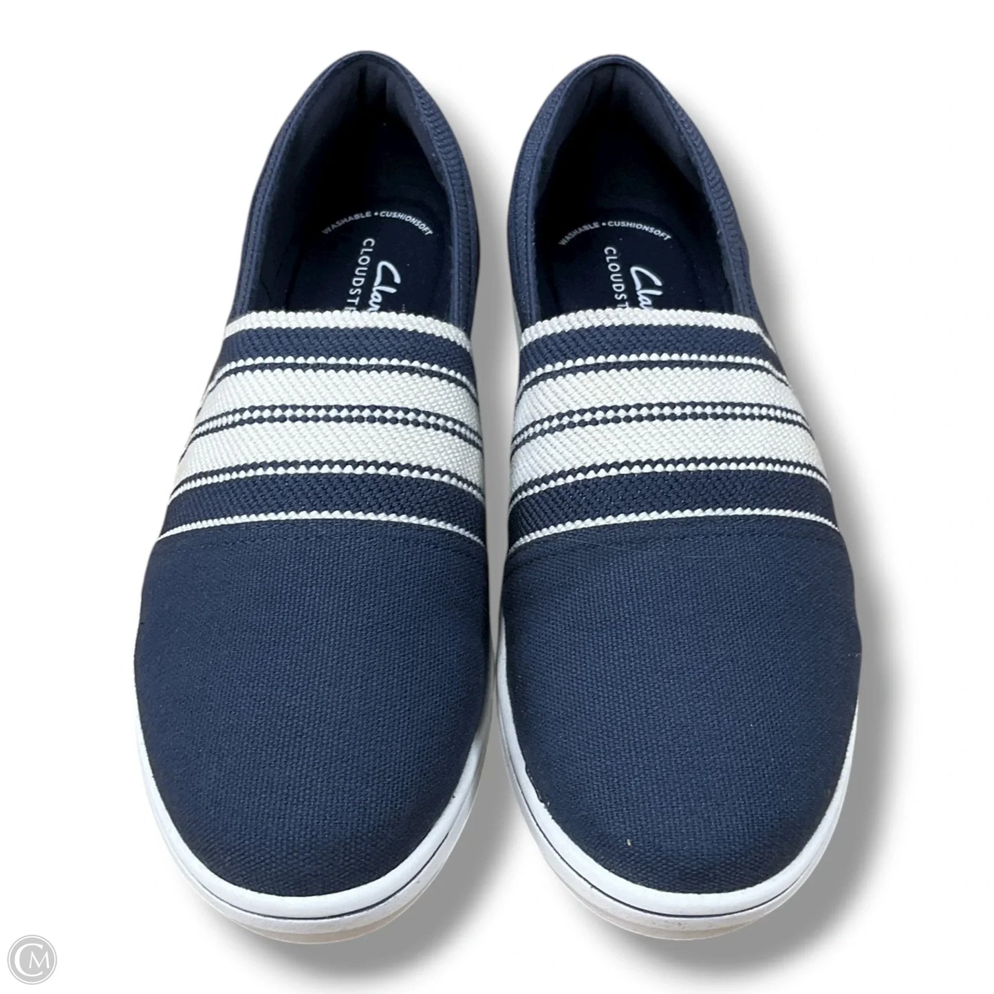 Shoes Sneakers By Clarks In Blue & White, Size: 6.5