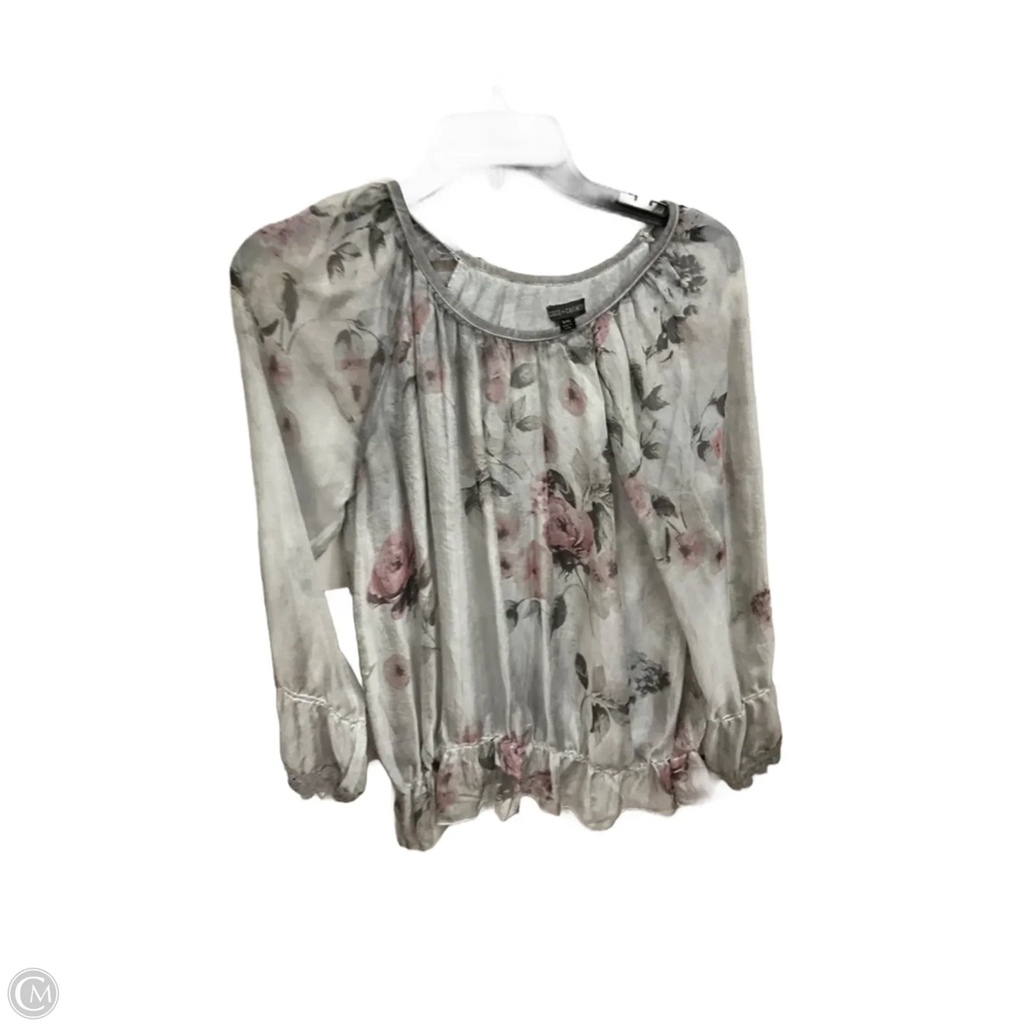 Blouse Long Sleeve By Coco And Carmen In Grey & Pink, Size: M
