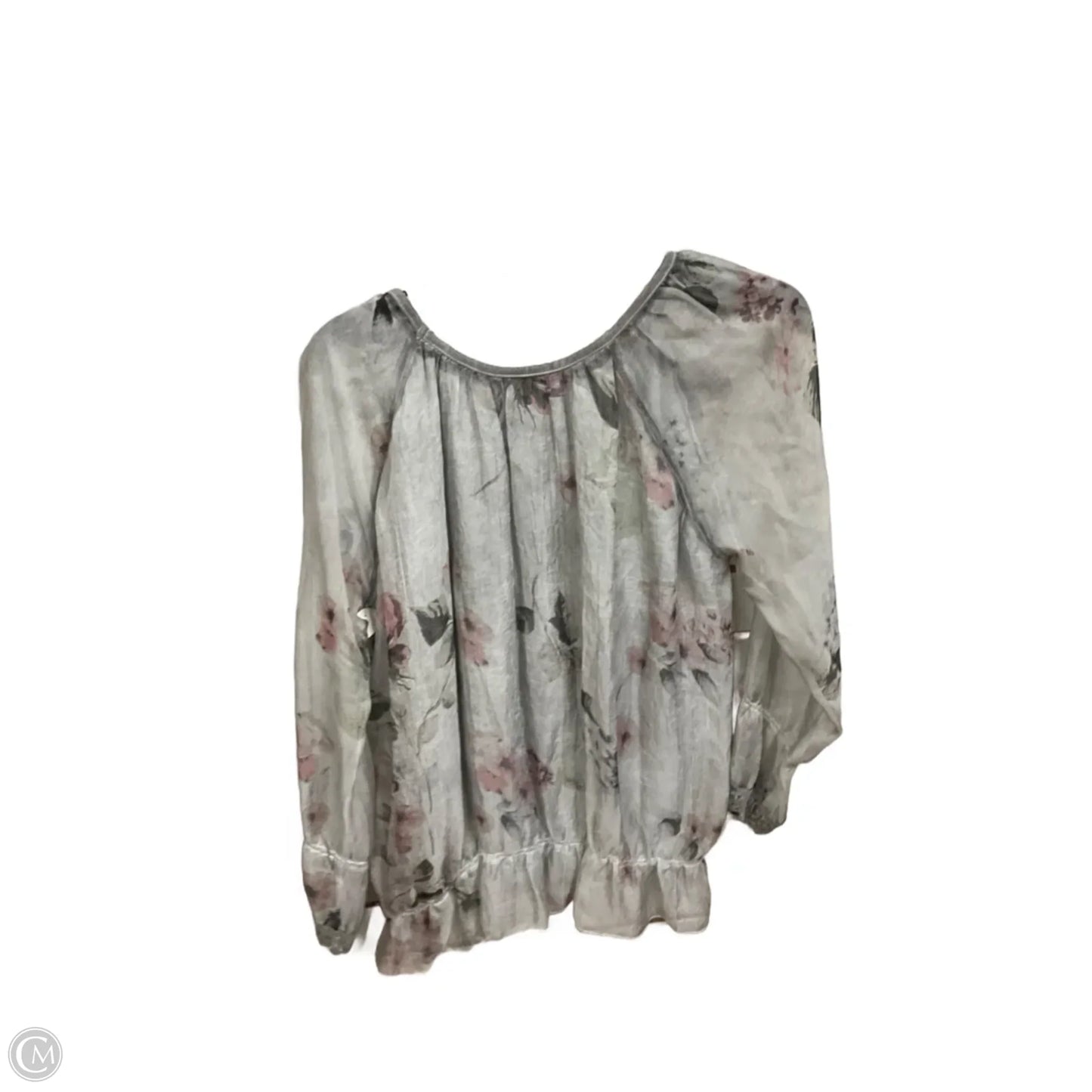 Blouse Long Sleeve By Coco And Carmen In Grey & Pink, Size: M