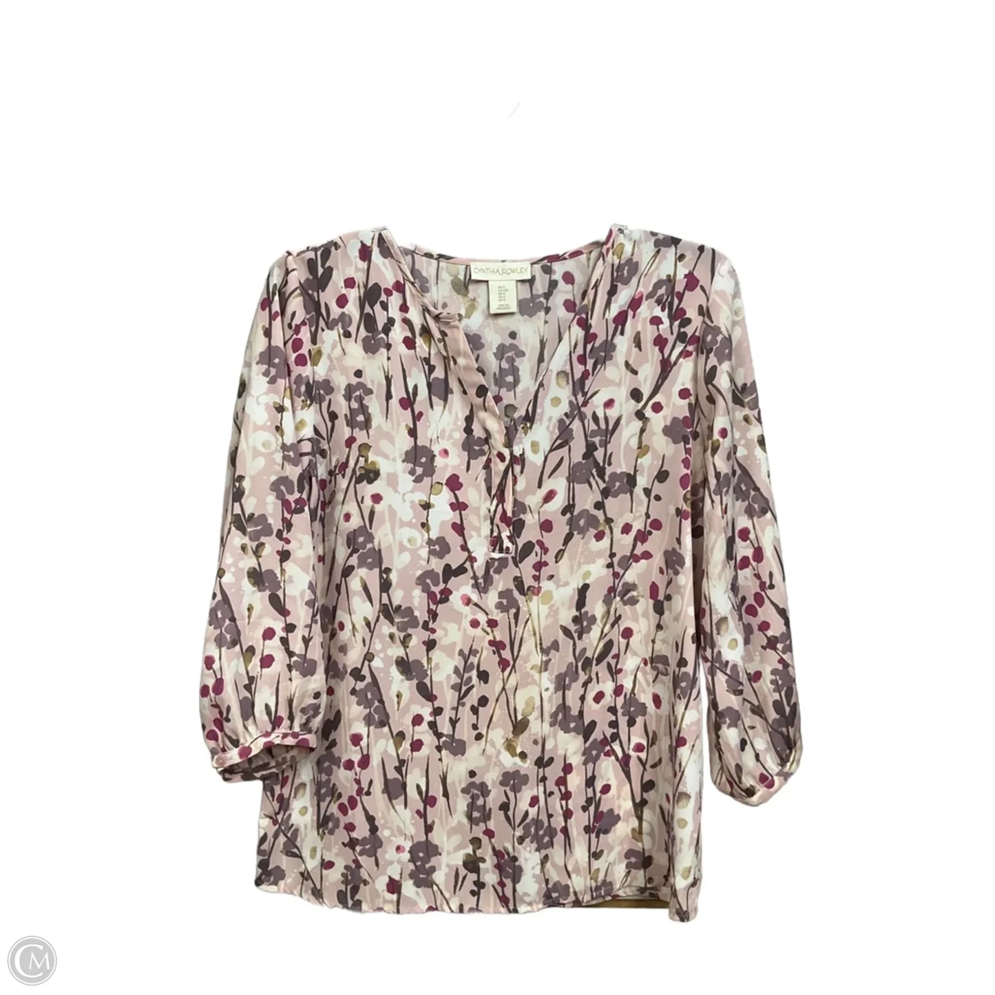 Blouse 3/4 Sleeve By Cynthia Rowley In Floral Print, Size: S
