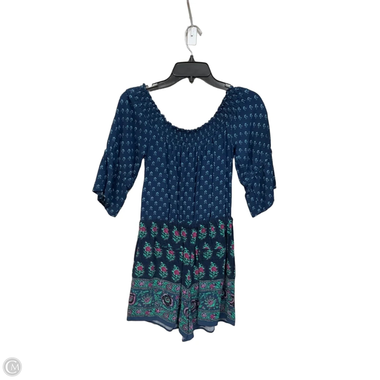Romper By Anthropologie In Blue & Green, Size: Xs