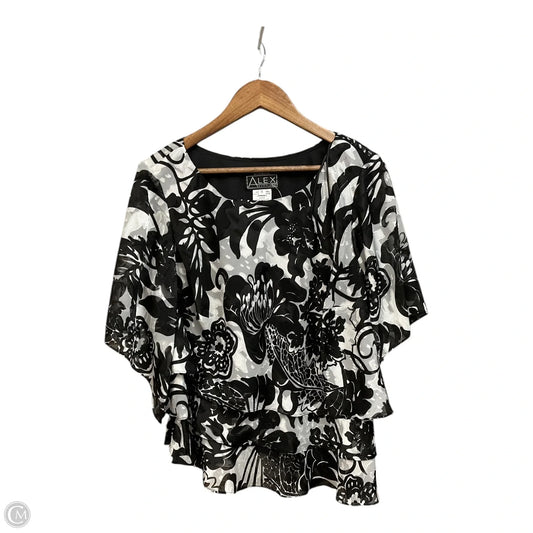Blouse Short Sleeve By Alex In Black & White, Size: 1x