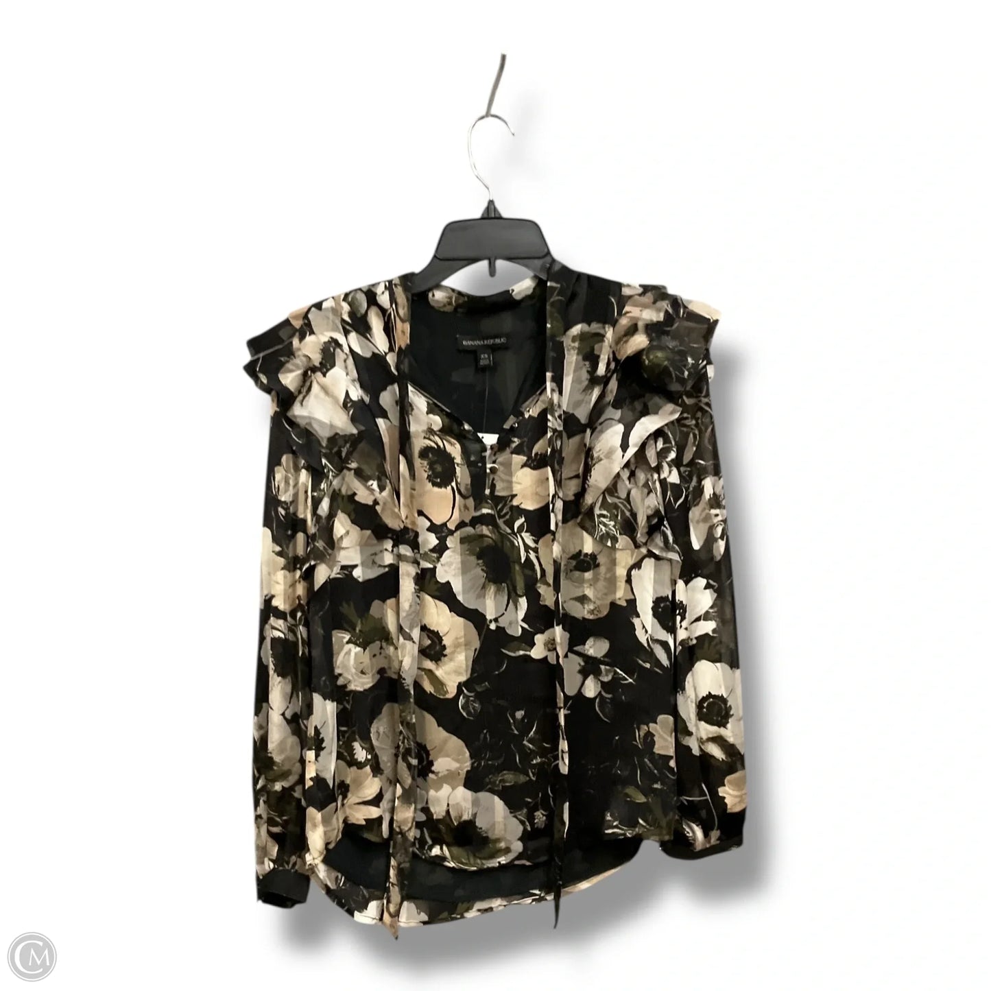 Blouse Long Sleeve By Banana Republic In Floral Print, Size: Xs