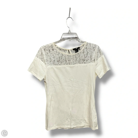 Top Short Sleeve By H&m In Ivory, Size: M