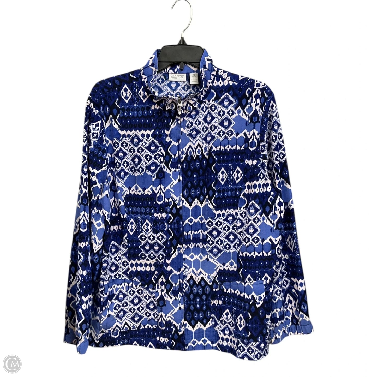 Jacket Other By Chicos In Blue & White, Size: Xl