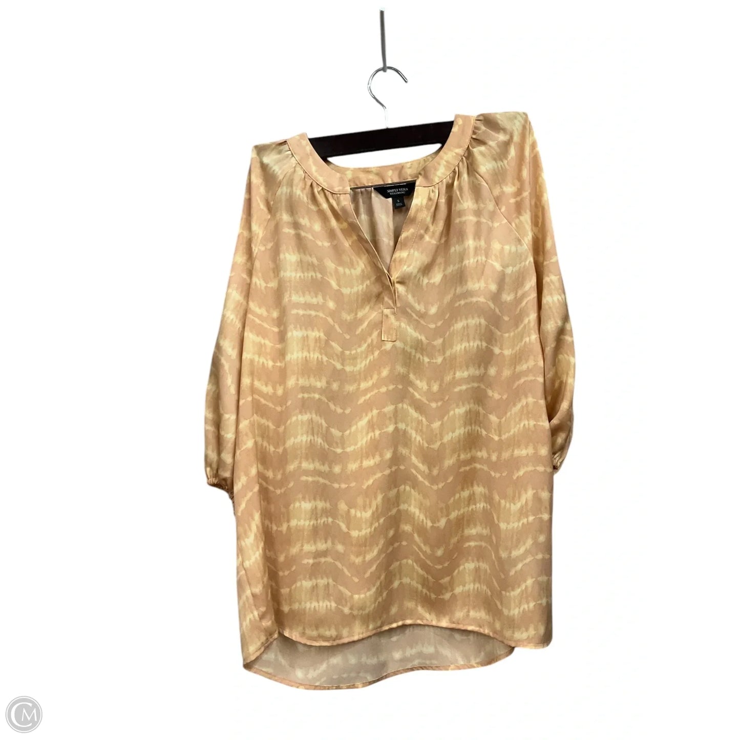 Blouse Long Sleeve By Simply Vera In Gold, Size: S