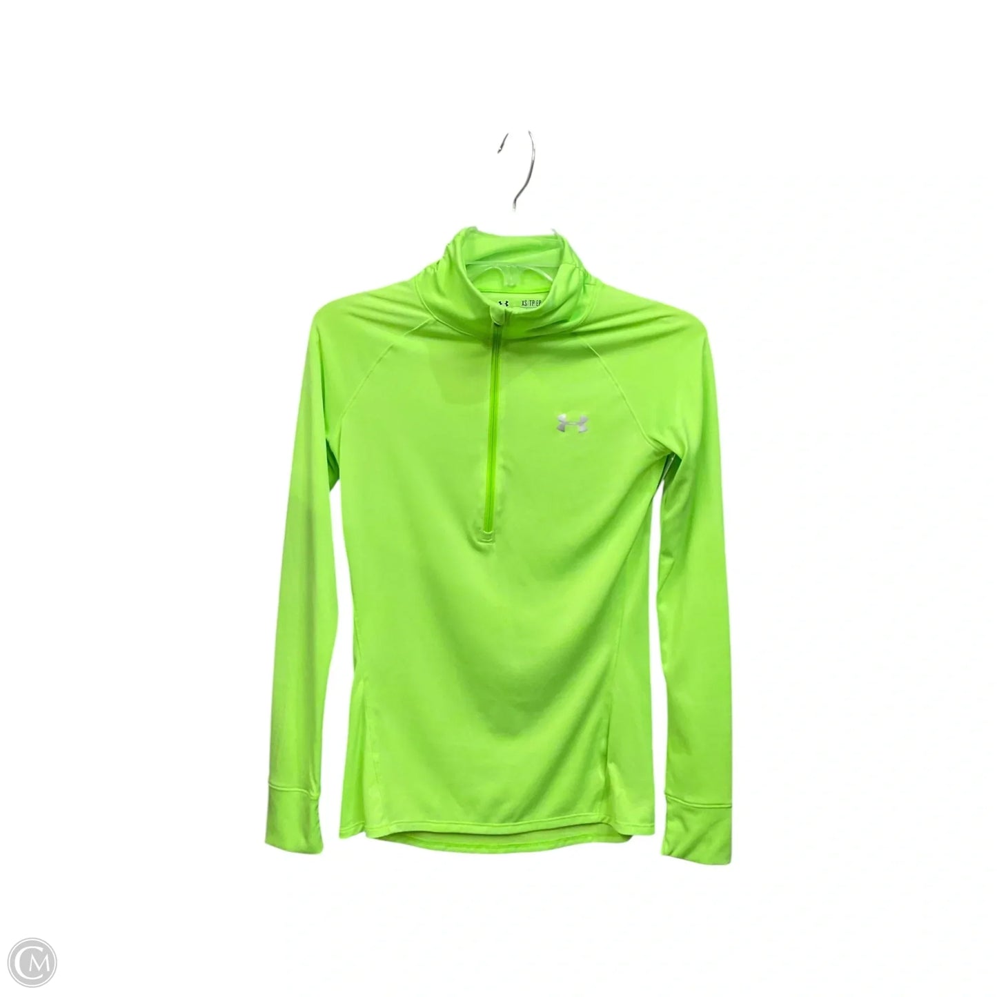Athletic Top Long Sleeve Collar By Under Armour In Green, Size: Xs