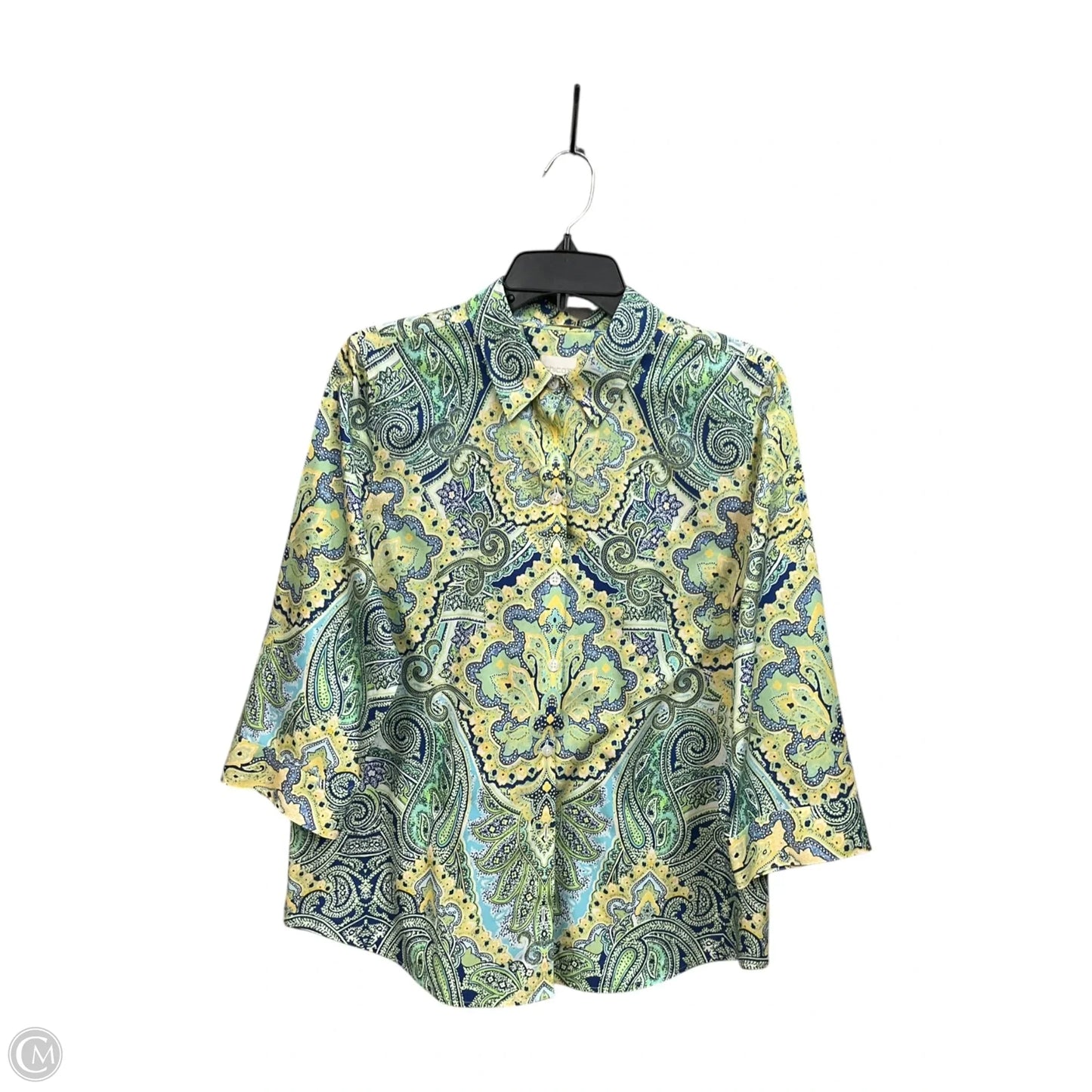Blouse Long Sleeve By Chicos In Green, Size: M