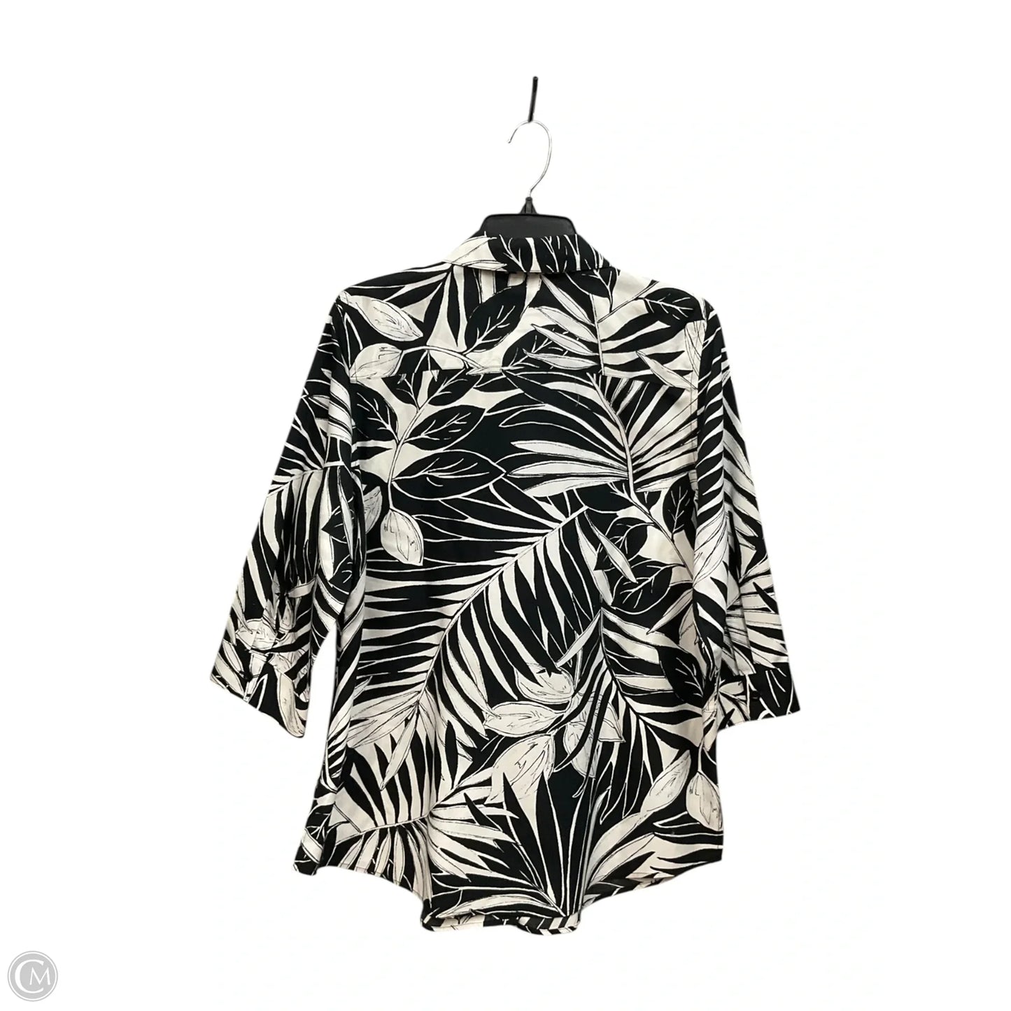 Blouse Long Sleeve By Chicos In Blue & White, Size: M