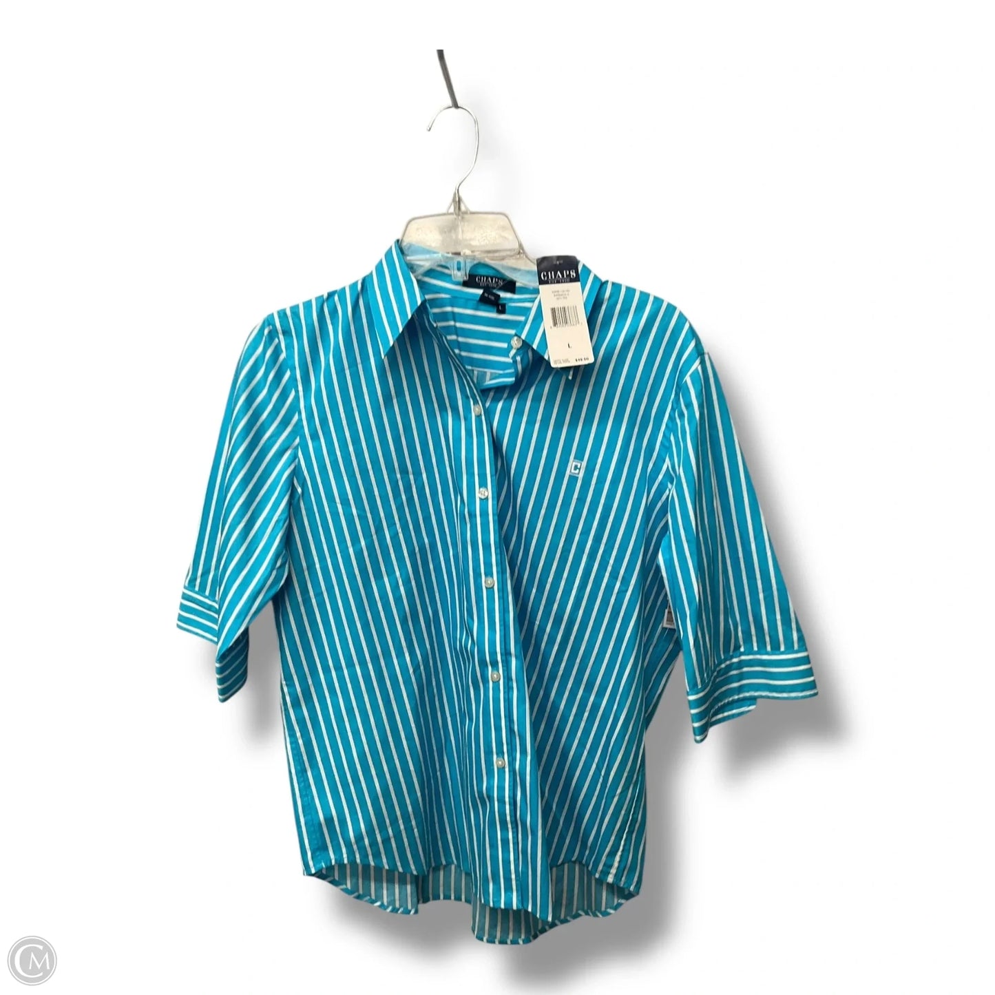 Top Short Sleeve By Chaps In Striped Pattern, Size: L