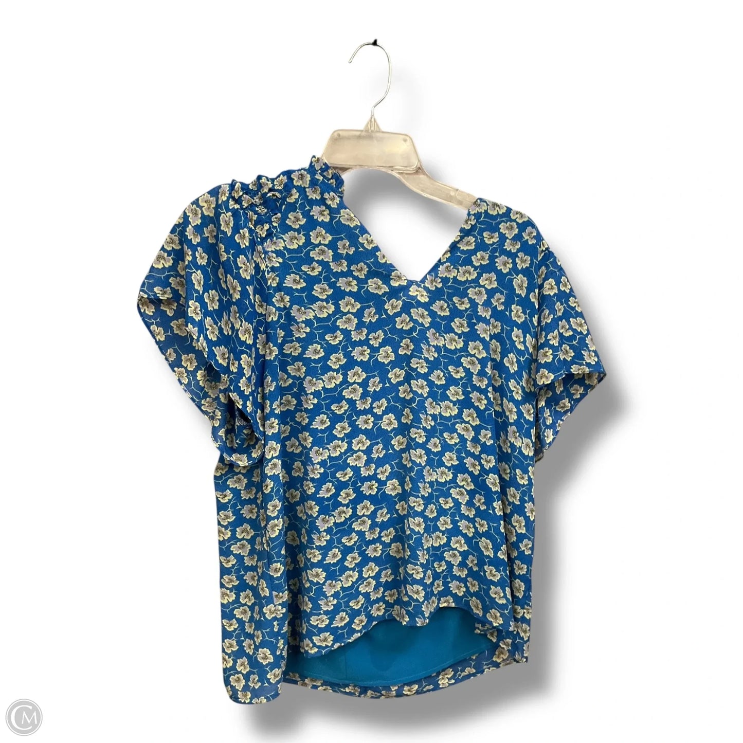 Blouse Short Sleeve By Melloday In Blue, Size: L