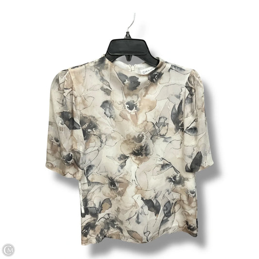Blouse Short Sleeve By Calvin Klein In Multi-colored, Size: Xs