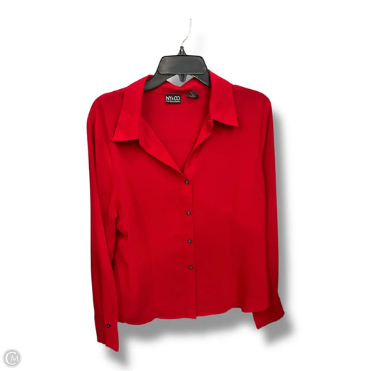 Blouse Long Sleeve By New York And Co In Red, Size: Xl