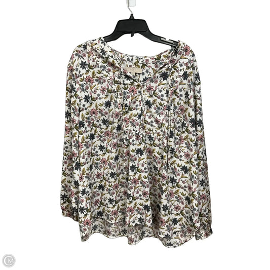 Blouse Long Sleeve By Loft In Floral Print, Size: 2x