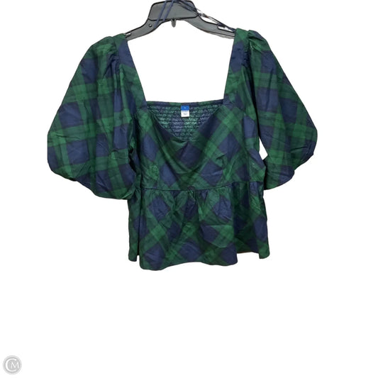 Top Short Sleeve By Old Navy In Plaid Pattern, Size: L