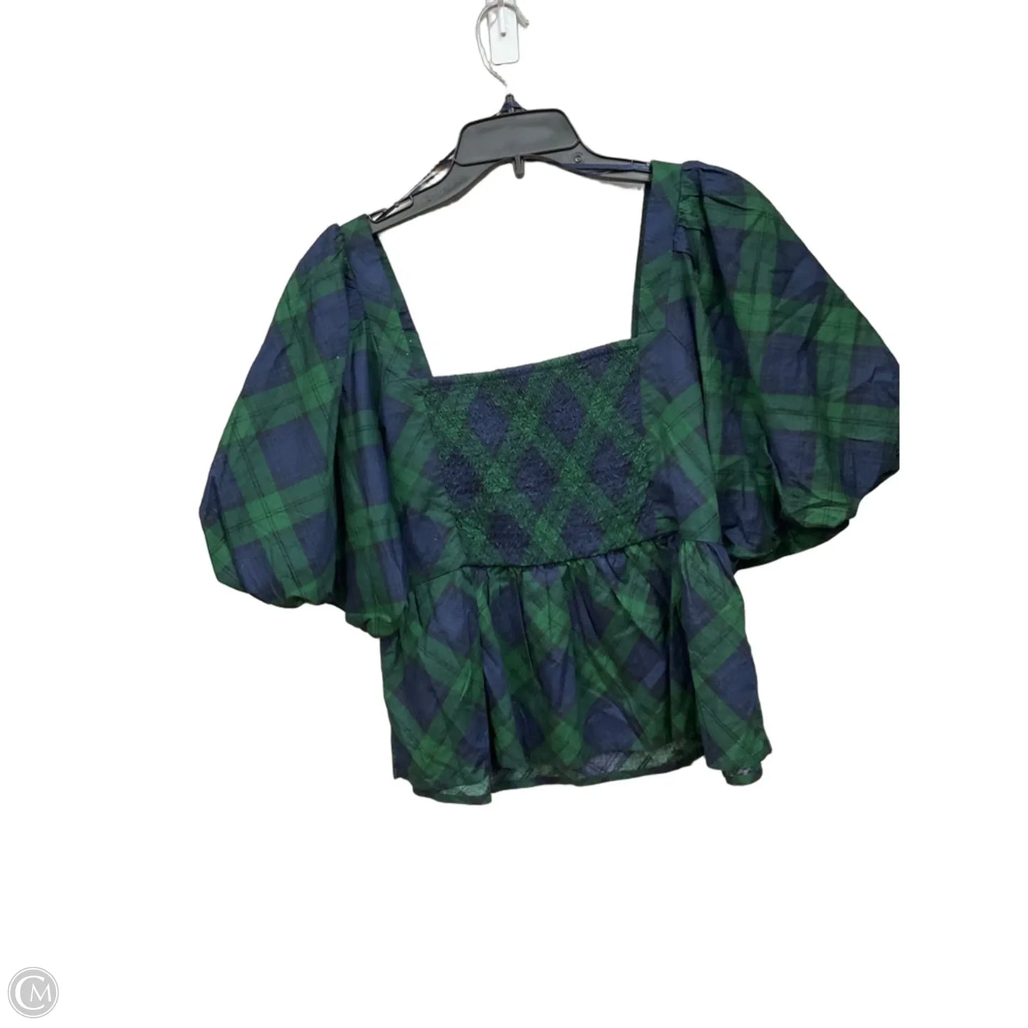 Top Short Sleeve By Old Navy In Plaid Pattern, Size: L