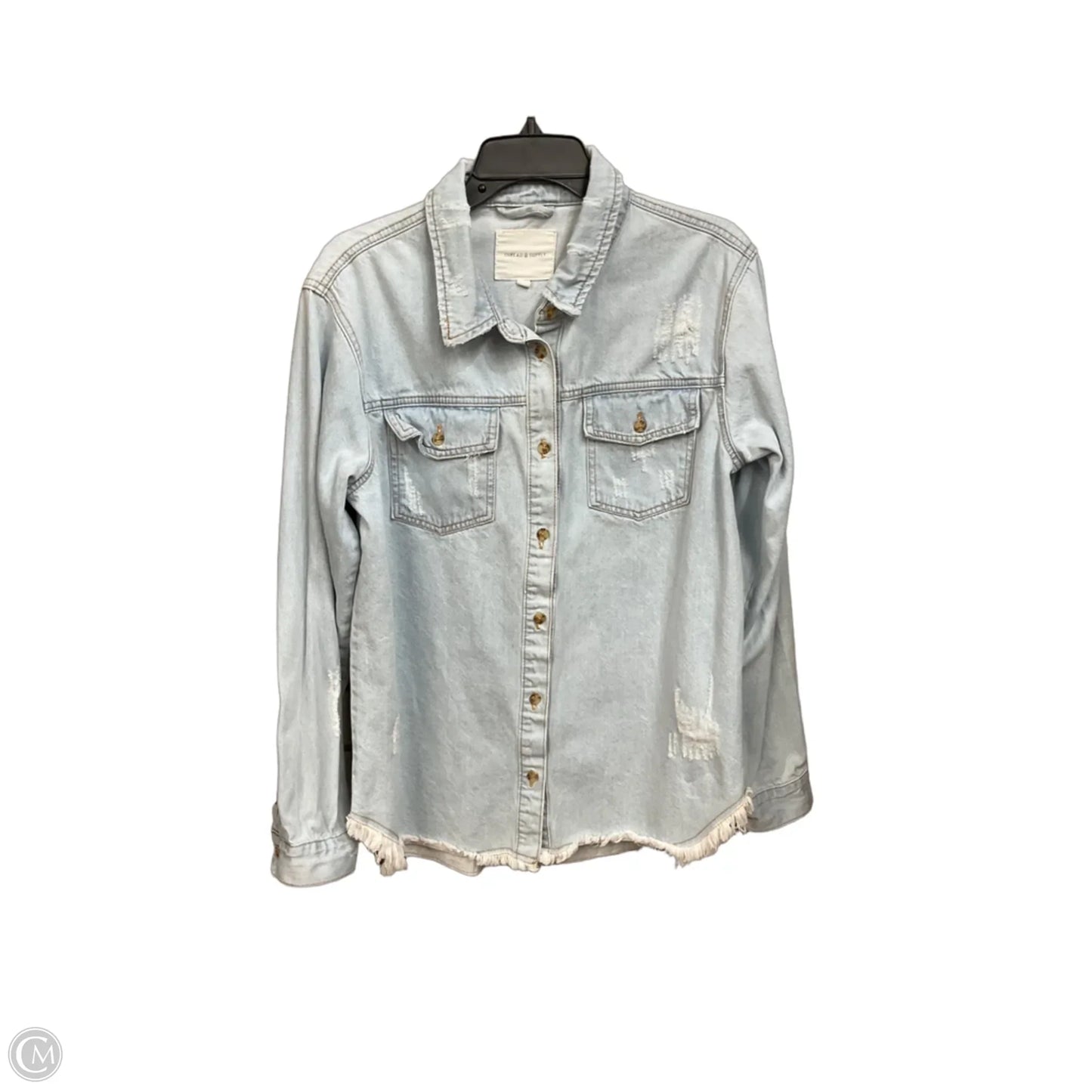 Jacket Shirt By Thread And Supply In Blue Denim, Size: M