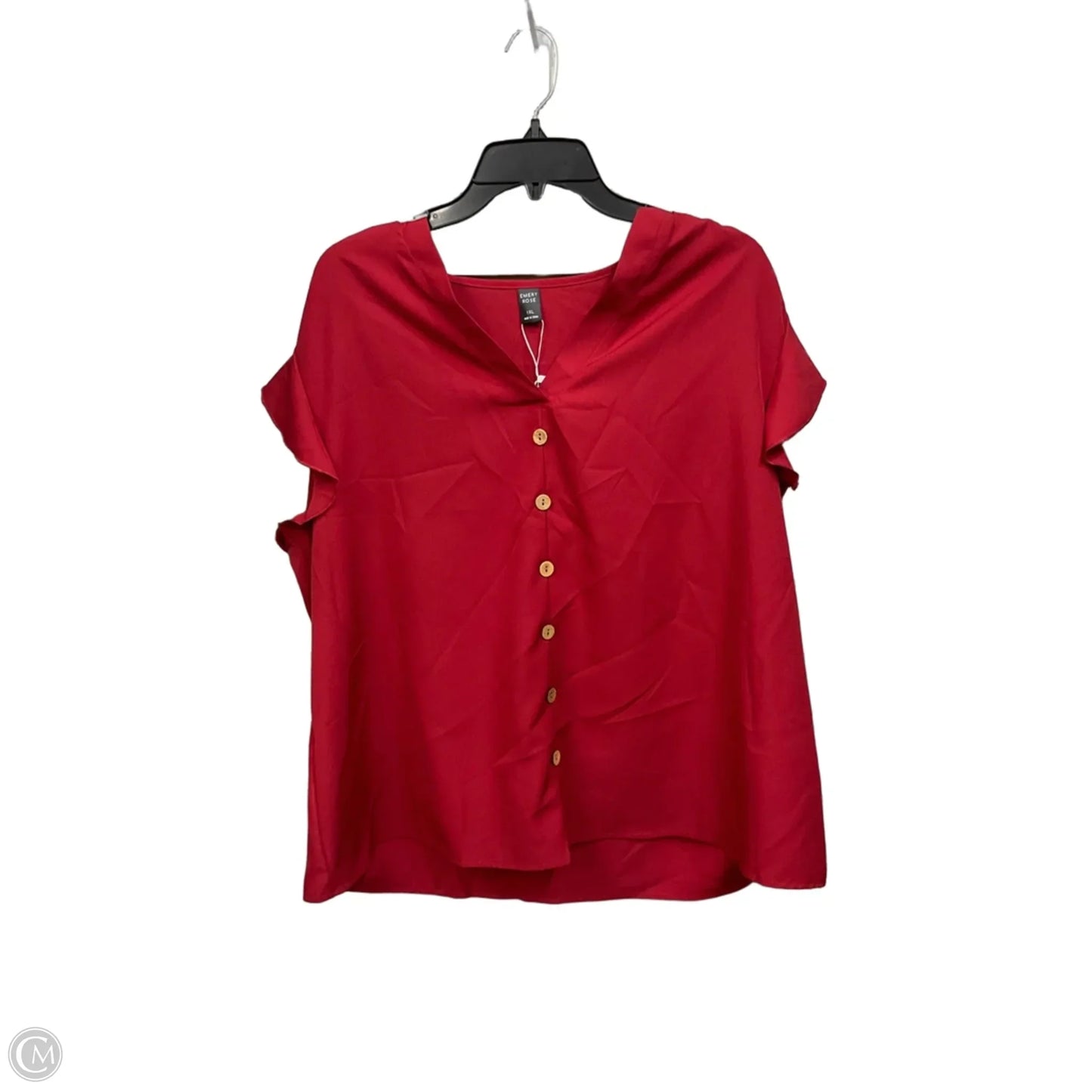 Top Short Sleeve By Emery Rose In Red, Size: 1x