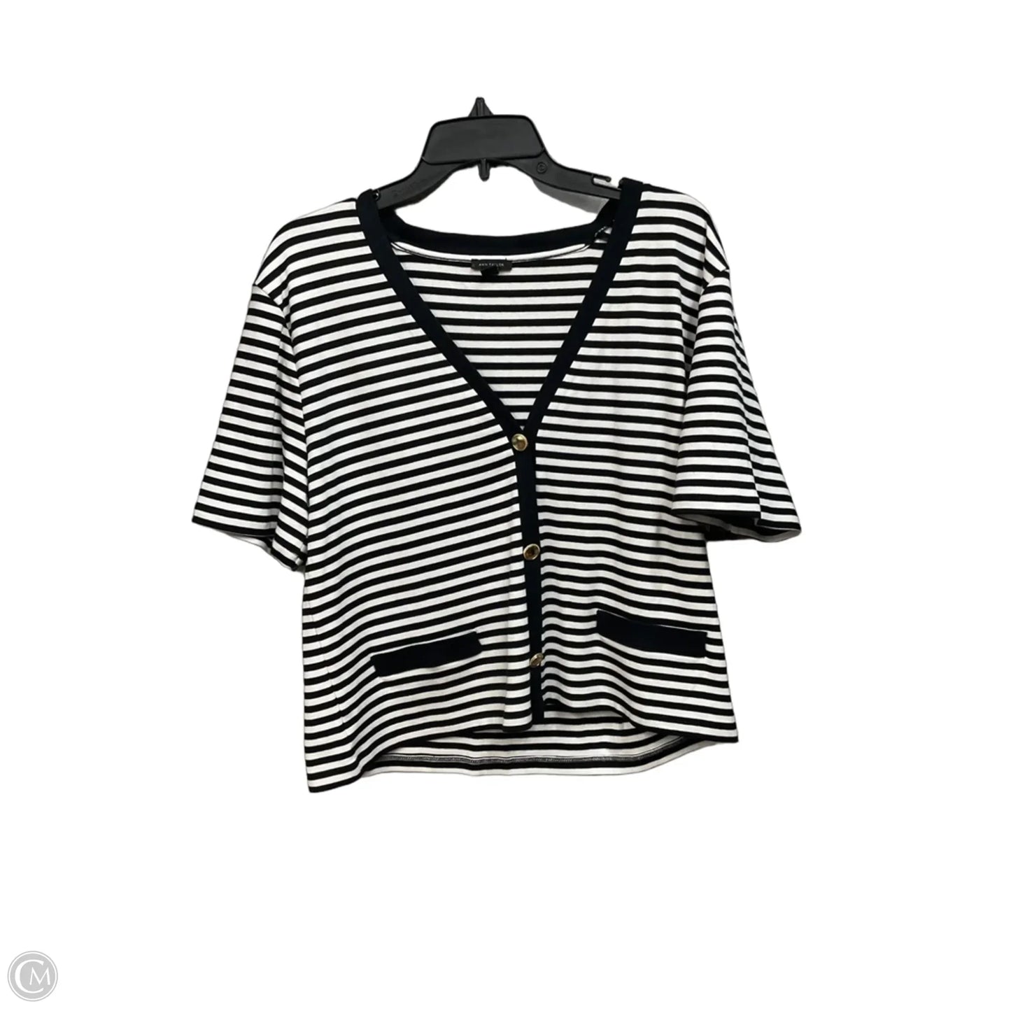 Top Short Sleeve By Ann Taylor In Striped Pattern, Size: L
