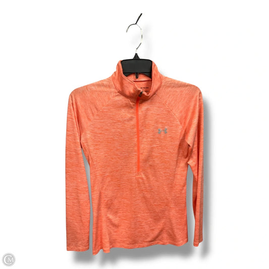 Athletic Top Long Sleeve Collar By Under Armour In Orange, Size: Xs