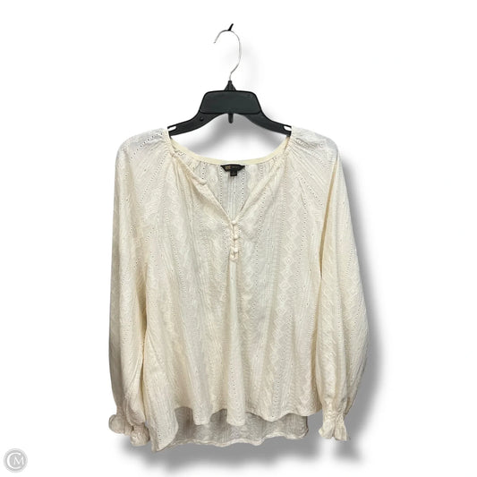 Top Long Sleeve Designer By Frye In Cream, Size: L