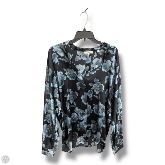 Blouse Long Sleeve By Vince In Floral Print, Size: Xl
