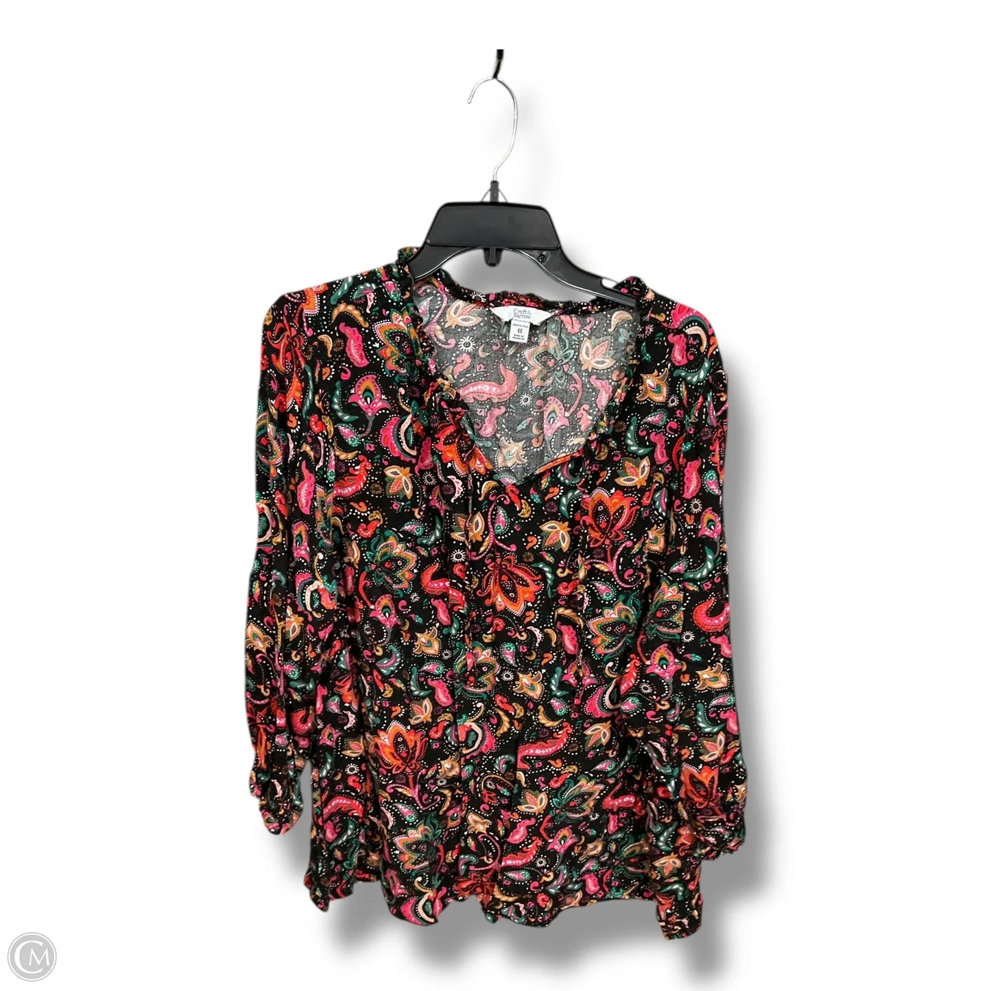Top Long Sleeve By Croft And Barrow In Multi-colored, Size: 4x
