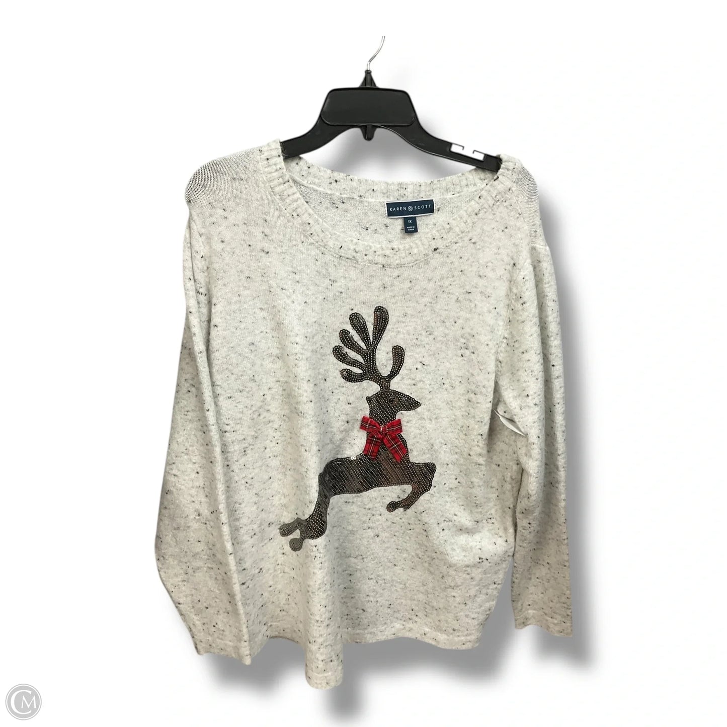 Sweater By Karen Scott In Grey, Size: 1x