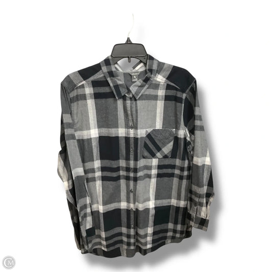 Blouse Long Sleeve By Eddie Bauer In Plaid Pattern, Size: Xxl