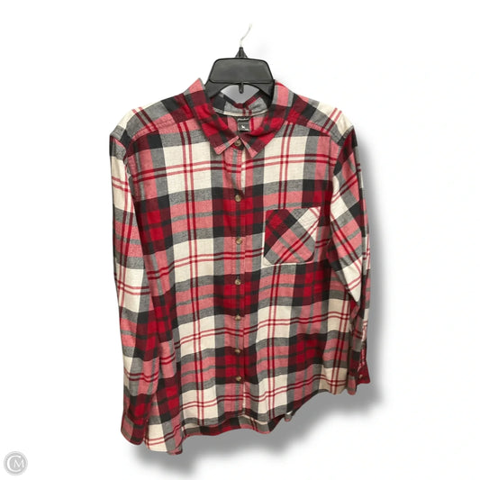 Blouse Long Sleeve By Eddie Bauer In Plaid Pattern, Size: Xxl