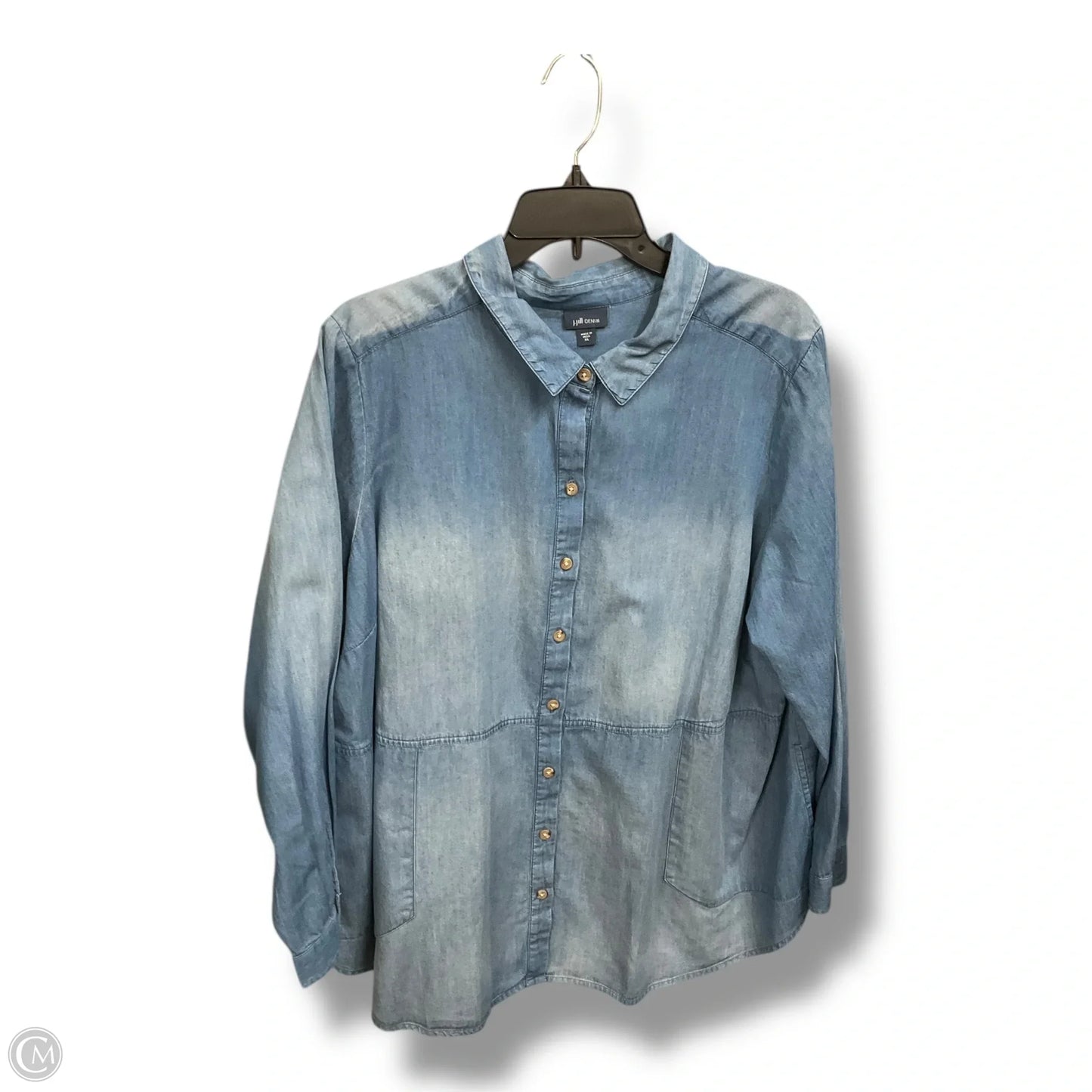 Blouse Long Sleeve By J. Jill In Blue Denim, Size: Xl