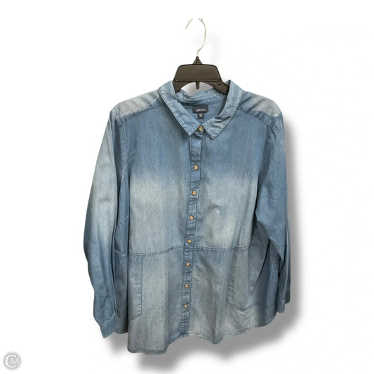 Blouse Long Sleeve By J. Jill In Blue Denim, Size: Xl