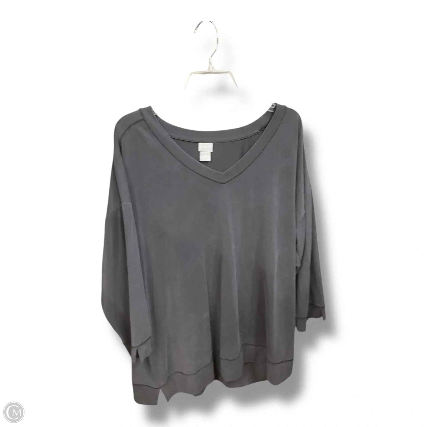 Top Long Sleeve By Chicos In Grey, Size: Xl